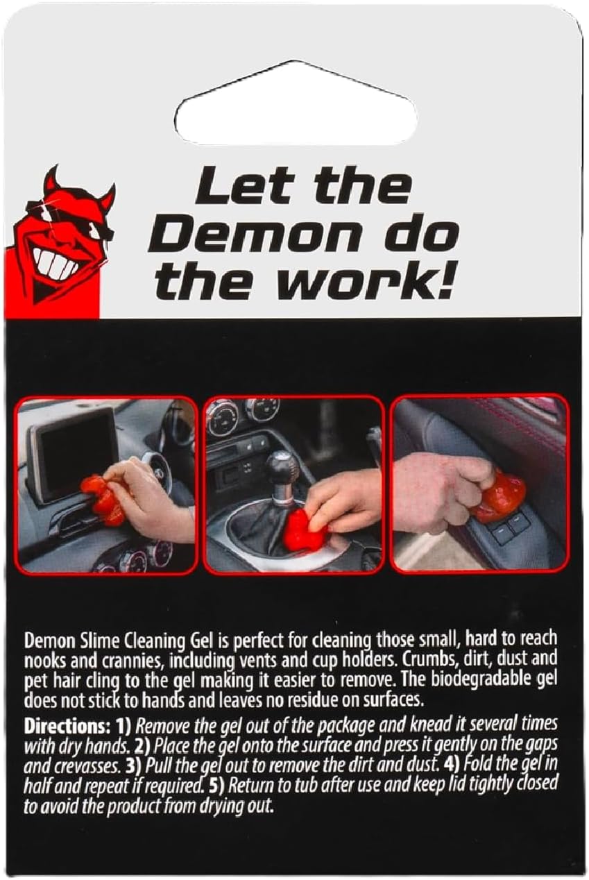CarPlan Demon Slime 5.6 Oz - Car Interior Cleaner Gel | Putty Removes Dust & Dirt - for Detailing, Cleaning Vents, Cup Holders, Keyboards, Offices | Hot Cherry Scent