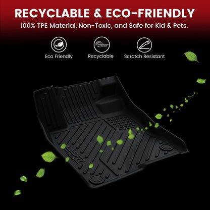 LASFIT Floor Mats for 2019-2025 2026 Ram 2500/3500 Crew Cab Bucket Seat for Carpet & Vinyl Floor (NOT fit Model with PTO Kit), All Weather TPE Custom Fit Car Mats Floor Liners 1st & 2nd Row, Black