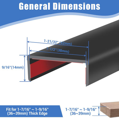 Rubber Edge Trim, Self-Adhesive Rubber Edge Trim, Edge Protector for Sheet Metal, EPDM Material, Fit 1/16"(1.0mm), Length 10Ft, Black Color, U Channel Edge Trim - Colors A