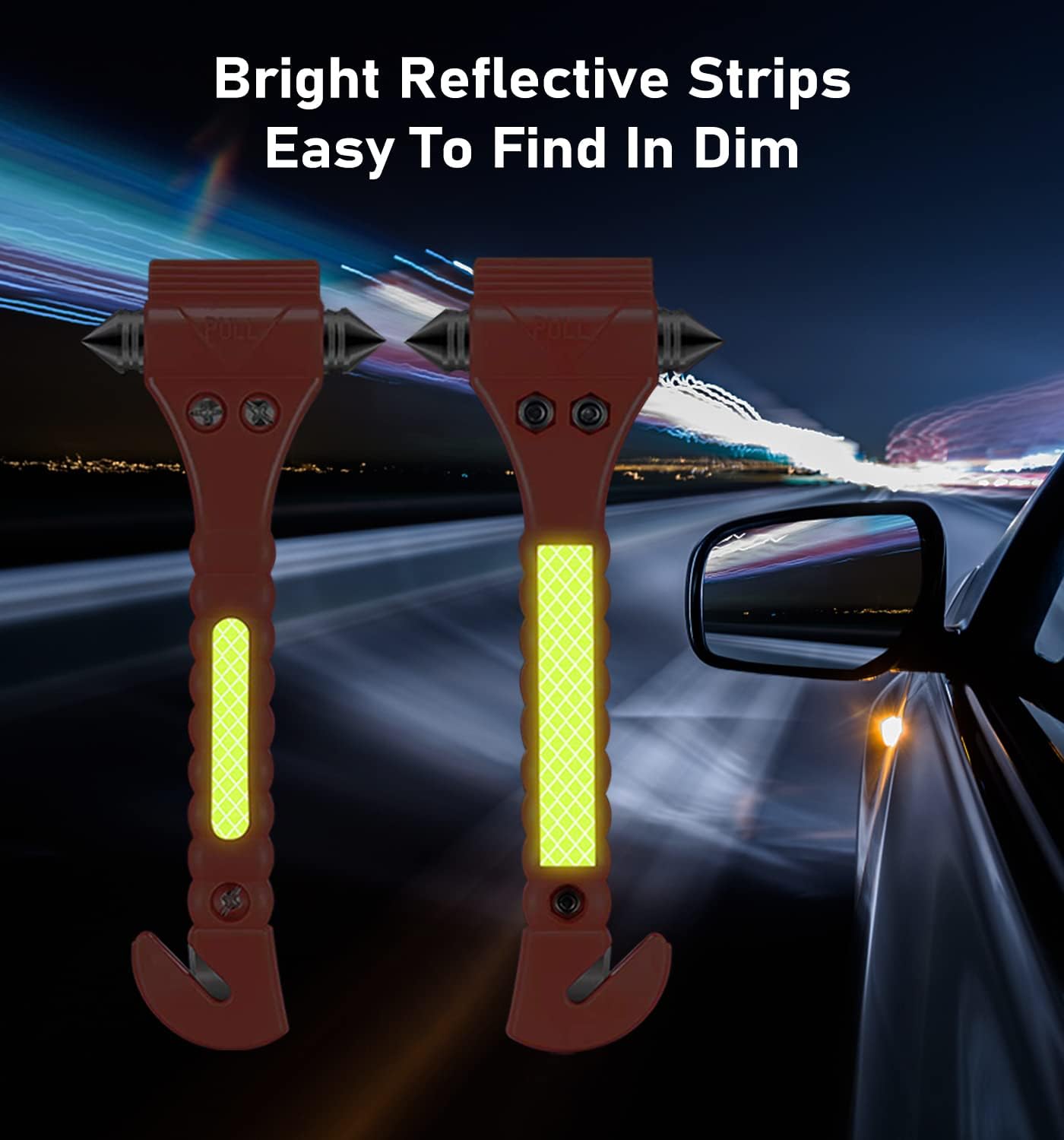 Car Safety Hammer 10 Pack, Car Emergency Escape Tool Car Window Glass Breaker and Seat Belt Cutter with Light Reflective Tape for Family Rescue, Life Saving Survival Kit