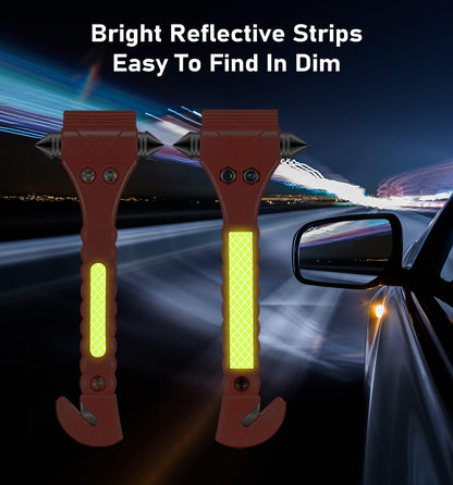 Car Safety Hammer 10 Pack, Car Emergency Escape Tool Car Window Glass Breaker and Seat Belt Cutter with Light Reflective Tape for Family Rescue, Life Saving Survival Kit