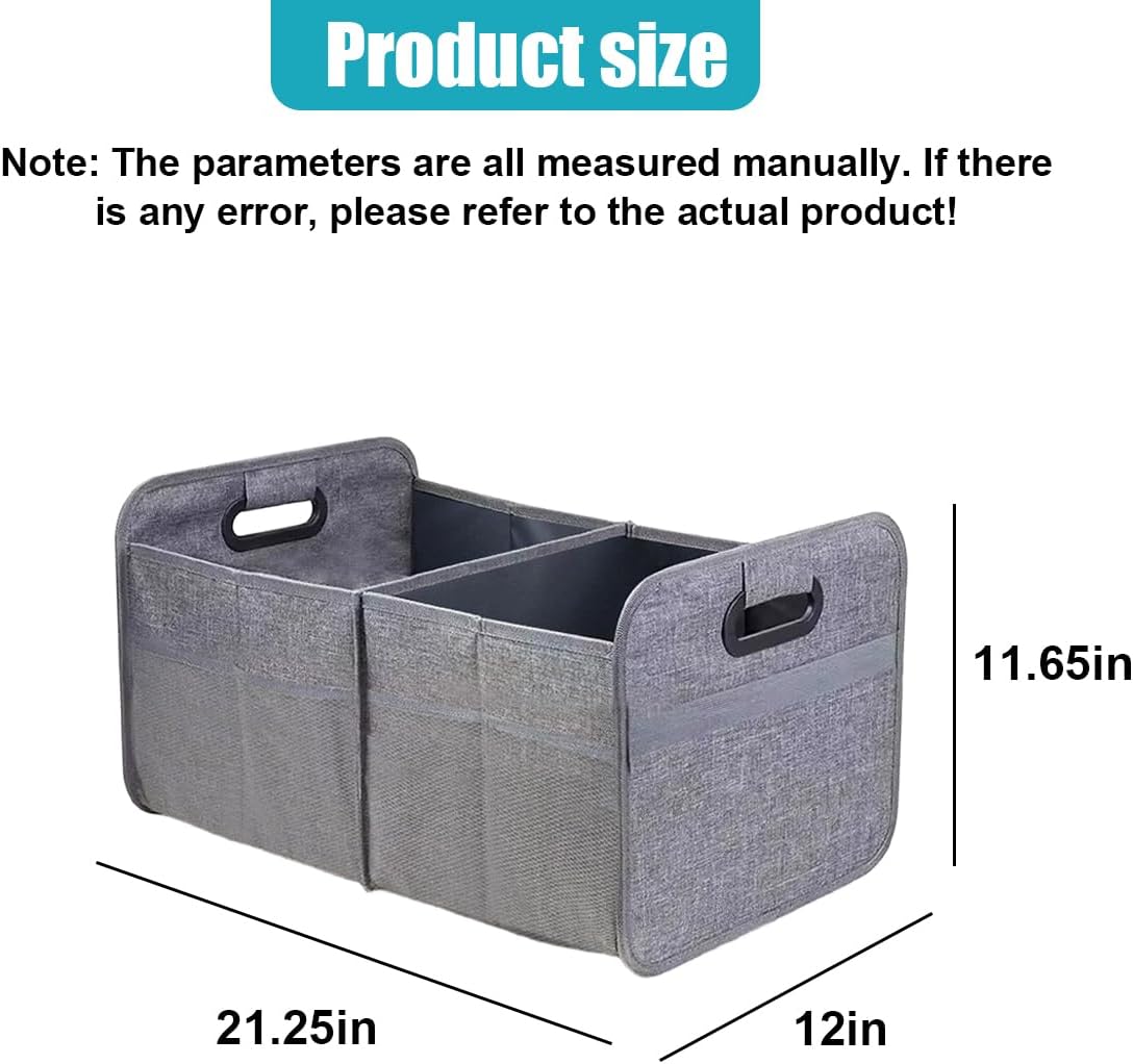 Car Trunk Organizer, Collapsible Multi-Compartment Auto Storage Box with 4 Pockets, Waterproof Oxford Fabric Car Trunk Container Accessories for Sedan SUV Truck (Black)