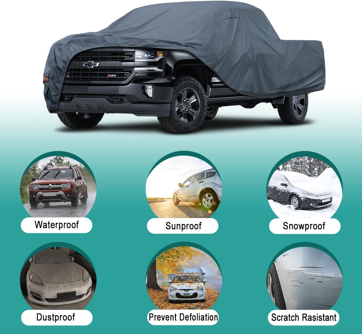 GUNHYI 16 Layers Car Cover Waterproof All Weather, Heavy Duty Outdoor Car Cover Universal Fit Sedan Toyota Camry, Tesla Model 3, Honda Accord, Nissan Altima, Kia K5/Stinger, Hyundai Sonata etc.
