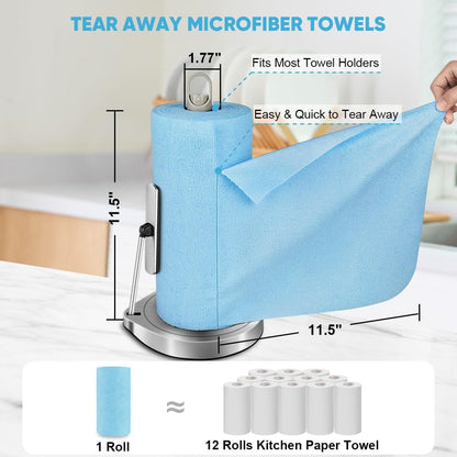 AIDEA Microfiber Cleaning Cloth Roll, Grey 75PK, Reusable Paper Towels Tear Away Cloth, Microfiber Towels for Cars, Wash Cloths, Lint Free Rags for House, Kitchen,Window,Cleaning Supplies 11.5"×11.5"