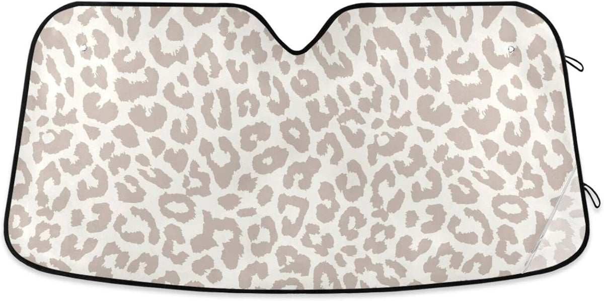 Black Leopard Car Windshield Sun Shade Animal Skin Print Foldable UV Ray Sun Visor Protector Sunshade to Keep Your Vehicle Cool (51" x 27.6")