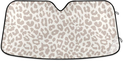 Black Leopard Car Windshield Sun Shade Animal Skin Print Foldable UV Ray Sun Visor Protector Sunshade to Keep Your Vehicle Cool (51" x 27.6")