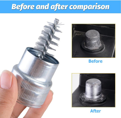 2PCS Car Battery Terminal Cleaning Brush, Anti-Corrosion Vehicle Post Battery Cleaner Bristle Tool with Washers Protector Fiber, Automotive Accessories, Universal Fit (Red/Green)