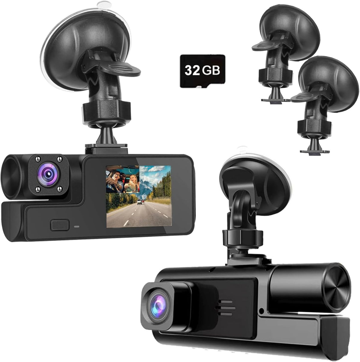 1080P Dual Dash Camera for Car Front and Inside Dashcam Car Security Video Recorder,170°Wide Angle Vehicle Cam,WDR,G-Sensor,2’’ IPS Screen,Loop Recording,Night Vision (Dual Dash Cam Without Card)