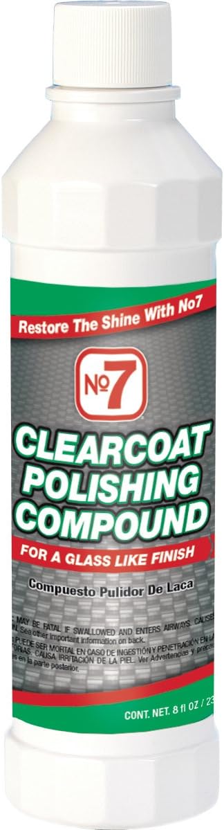 No.7 Clearcoat Polishing Compound - 8 Fl Oz - for a Glass Like Finish - Removes Light Oxidation and Cleans Stains and Grime