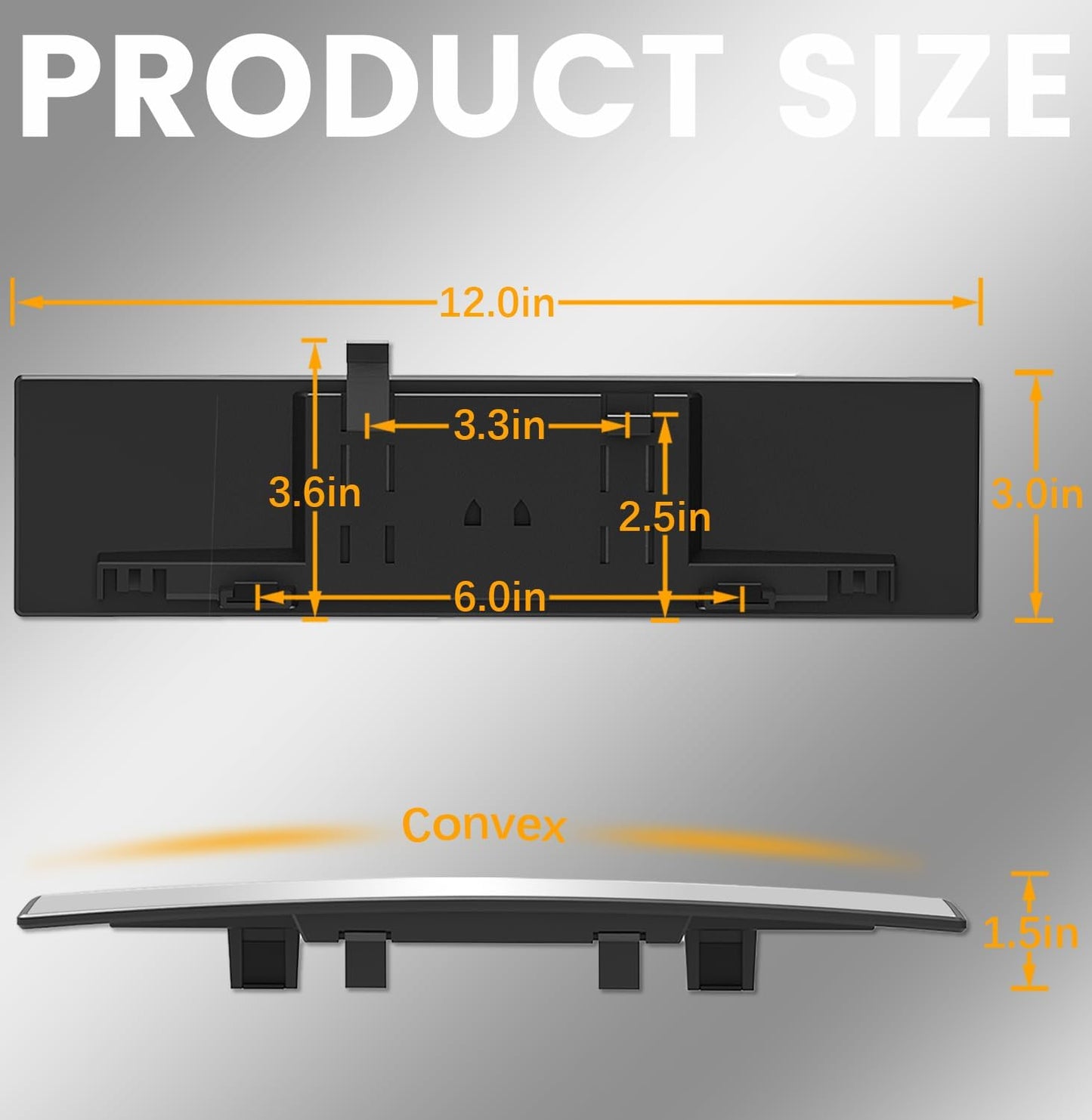 Rear View Mirror, Chrome Anti-glare Panoramic Rear Mirrors Universal 10 Inch Convex Car Interior Clip on Extra Big Wide Angle Rearview Mirror Extender to Reduce Blind Spot for Car SUV