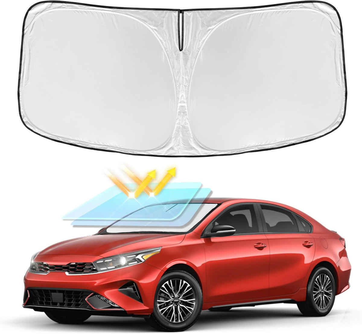 for Toyota Tacoma 2016-2023 2024 2025 2026 Sun Shade Sunshade Windshield Cover - 4 Layers Front Window Shade Custom Fit Tacoma 2Dr 4Dr Pickup Sun Visor 240T Shade Blocks UV Rays Car Accessories - Colors E