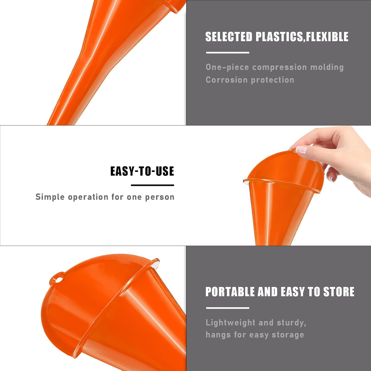 DXNQ Oil Funnel, Automotive Multi-Function Plastic Fuel Funnel with Long Neck, Universal Engine Oil Funnel for Filling Oils Gas Lubricants and Fluids, Car Accessories (Black)