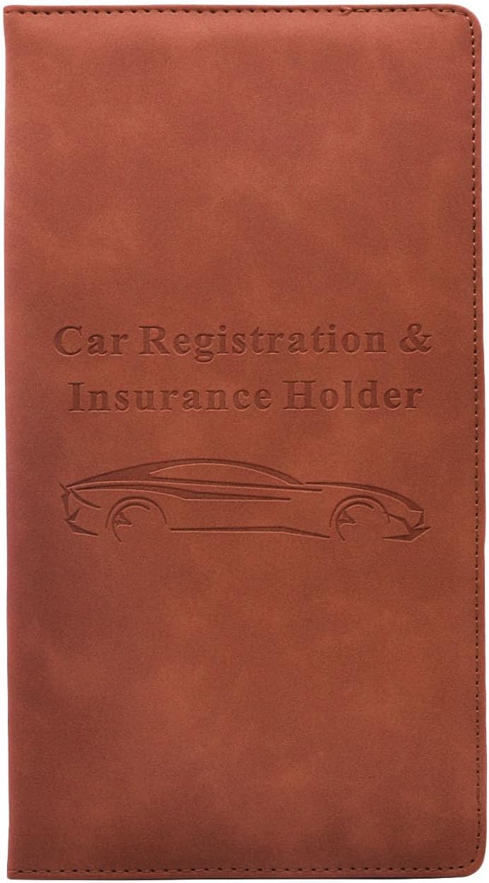 Car Registration and Insurance Card Holder - Vehicle Glove Box Document Organizer - Premium PU Leather Wallet Case - Driver License - Pink