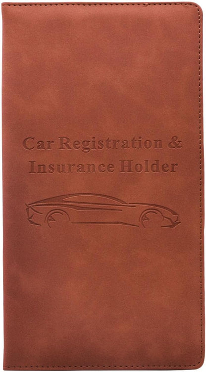 Car Registration and Insurance Card Holder - Vehicle Glove Box Document Organizer - Premium PU Leather Wallet Case - Driver License - Pink