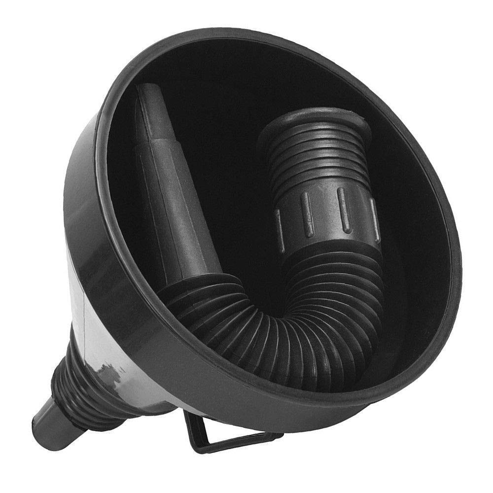 Flex Funnel - Wide Mouth Flexible Funnel with Handle, Automotive Funnels for Engine Oil, Liquid, Diesel, Kerosene,Gasoline (1PACK Black FUNNELS)