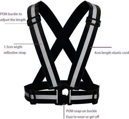 Reflective Safety Vest 2pcs - High Visibility Vest Adjustable Straps for Outdoor Jogging, Cycling, Walking and Riding