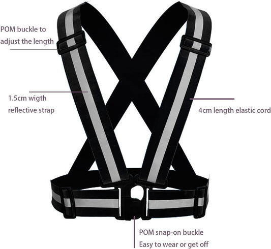Reflective Safety Vest 2pcs - High Visibility Vest Adjustable Straps for Outdoor Jogging, Cycling, Walking and Riding