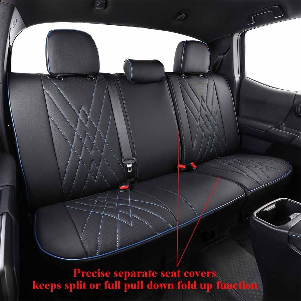 EKR Tacoma Car Seat Covers Custom Fit for Toyota Tacoma (Petrol) 2024 2025 2026 DoubleCab/CrewCab SR/SR5/TRD Sport/TRD Off-Road/Limited -Truck Seat Covers Full Set,Faux Leather(Black)
