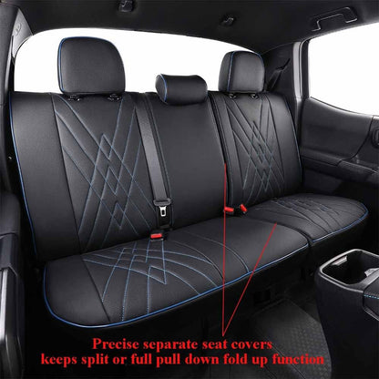 EKR Tacoma Car Seat Covers Custom Fit for Toyota Tacoma (Petrol) 2024 2025 2026 DoubleCab/CrewCab SR/SR5/TRD Sport/TRD Off-Road/Limited -Truck Seat Covers Full Set,Faux Leather(Black)