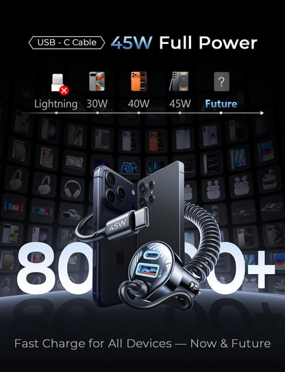 LISEN 90W for iPhone 17 16 15 Pro Max Car Charger USB C Fast Charge,Super Fast for iPhone 17 16 Car Charger USB C Adapter for iPhone 17e 16 15 Pro Max Plus Air,Samsung Galaxy S26 Ultra, Android