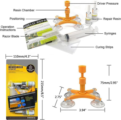 GLISTON Car Windshield Repair Kit for Auto Windscreen Chips and Cracks, Bulls-Eye, Spider Web, Star-Shaped, Nicks