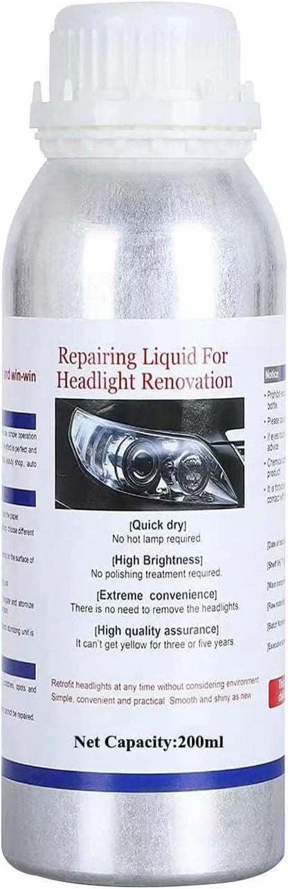Headlight Restoration Car Headlight Lens Scratch Repair Polish Tool with 100 ml Restoration Liquid,Auto Headlight Vapor Renovation Kit with UV Block Coat to Remove Yellowing/Scratch/Haze/Oxidation