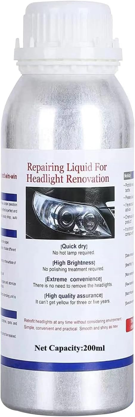 Headlight Restoration Car Headlight Lens Scratch Repair Polish Tool with 100 ml Restoration Liquid,Auto Headlight Vapor Renovation Kit with UV Block Coat to Remove Yellowing/Scratch/Haze/Oxidation