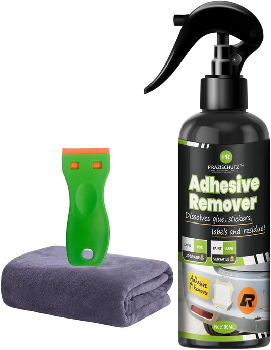 Adhesive Remover Spray for Cars – Paint Safe Formula Removes Glue, Stickers, Labels, Tape Residue, Gum & Tar, Streak-Free Cleaner for Painted, Metal, Plastic & Glass Surfaces, 100ml