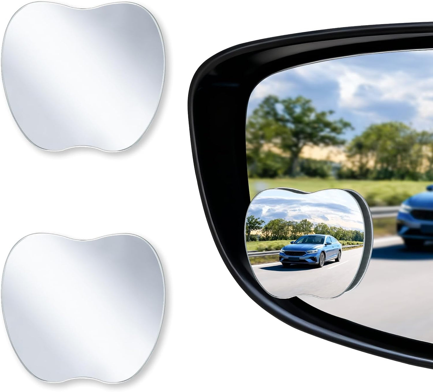 LivTee Blind Spot Mirrors, HD Glass Frameless Convex Rear View Mirrors, Wide Angle Adjustable Stick for Side Mirror, Automotive Exterior Accessories for Car, SUV & Trucks, Pack of 2