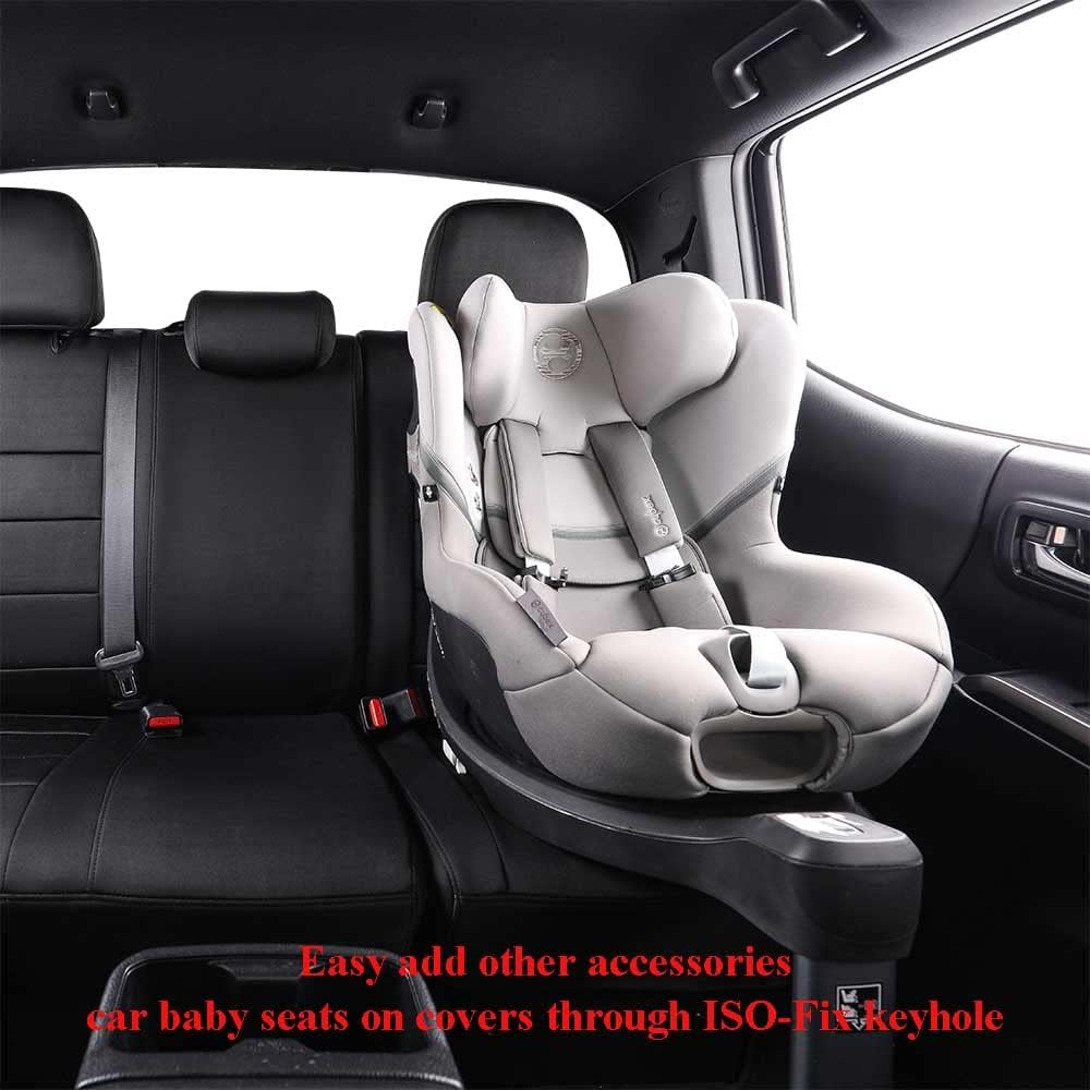 EKR Tacoma Car Seat Covers Custom Fit for Toyota Tacoma (Petrol) 2024 2025 2026 DoubleCab/CrewCab SR/SR5/TRD Sport/TRD Off-Road/Limited -Truck Seat Covers Full Set,Faux Leather(Black)