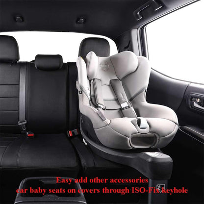 EKR Tacoma Car Seat Covers Custom Fit for Toyota Tacoma (Petrol) 2024 2025 2026 DoubleCab/CrewCab SR/SR5/TRD Sport/TRD Off-Road/Limited -Truck Seat Covers Full Set,Faux Leather(Black)