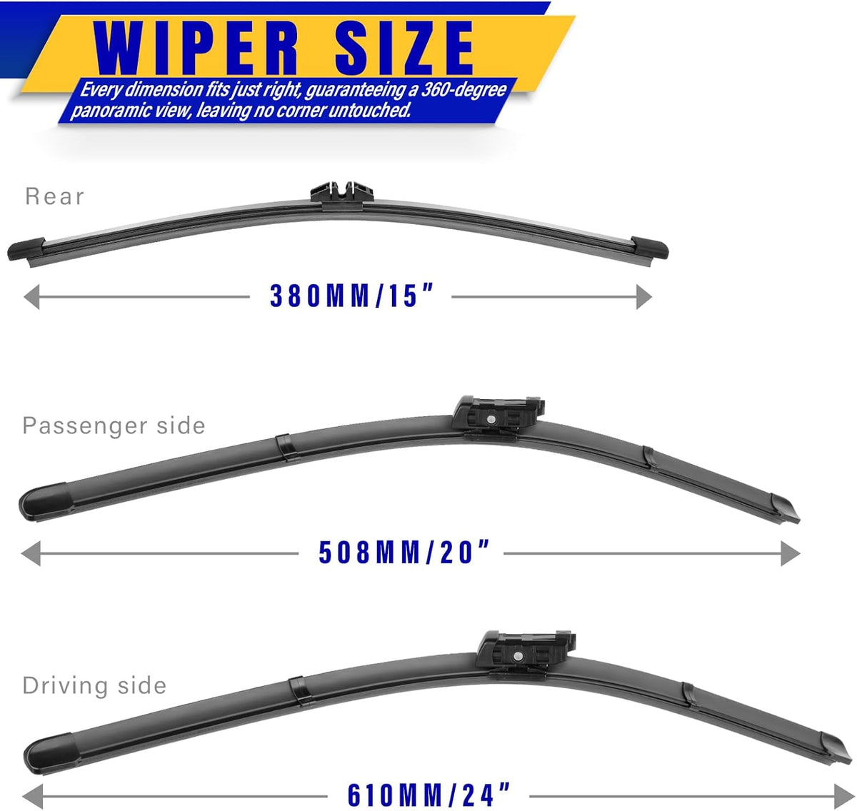 3 wipers Replacement for 2019-2023 2024 2025 2026 Subaru Forester, Windshield Wiper Blades Original Equipment Replacement - 26"/17"/14" (Set of 3) - Colors A