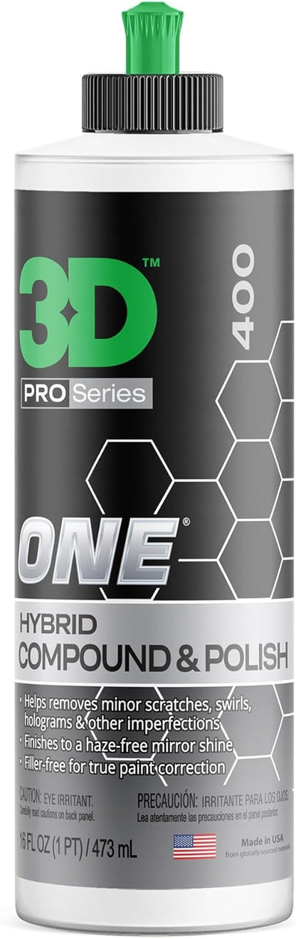 3D One Car Scratch & Swirl Remover Hybrid Rubbing Compound & Polish Buffing Compound for True Paint Correction 8oz Made in USA