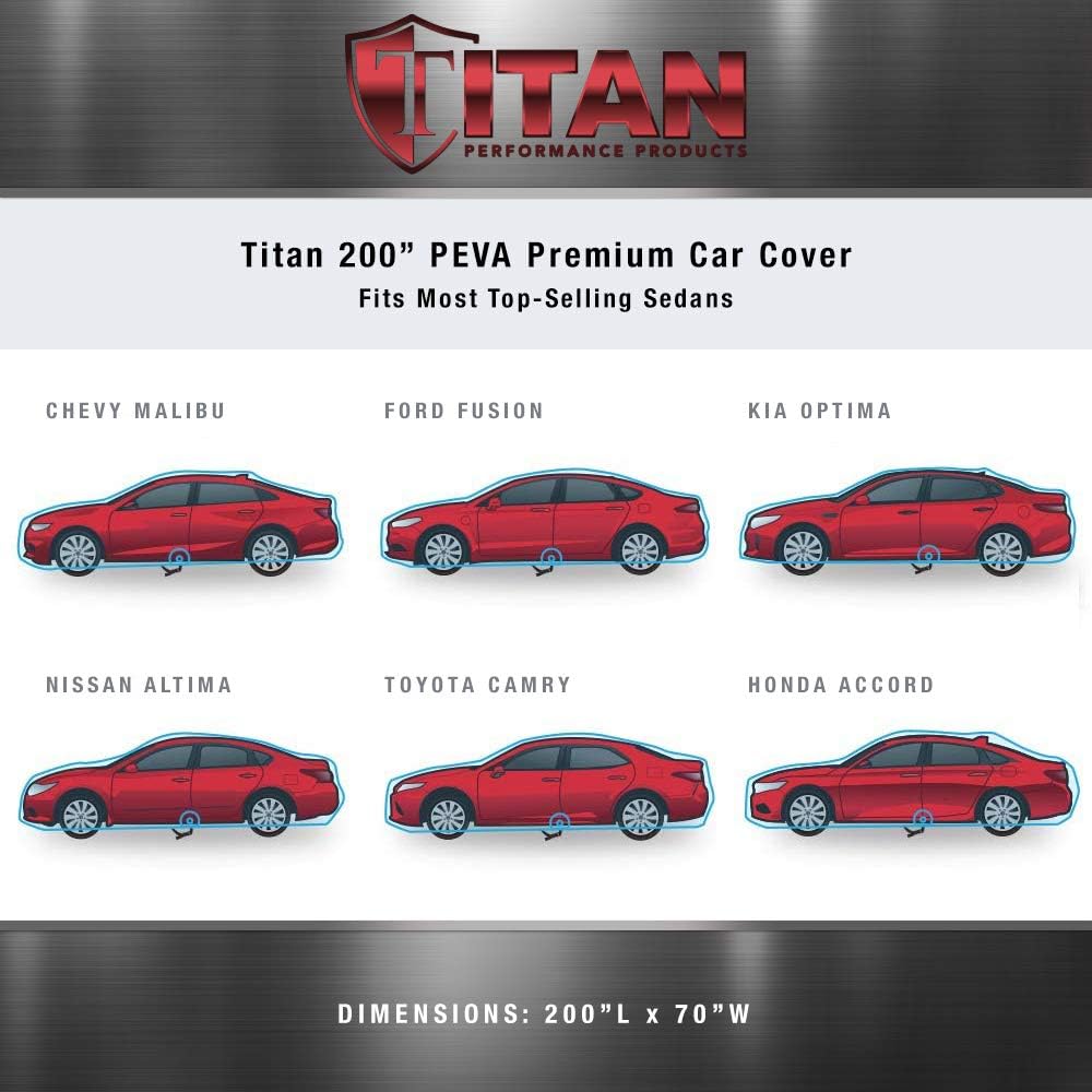 Titan Premium Multi-Layer PEVA Car Cover for Compact SUV 170-187". Waterproof, UV Protection, Anti-Scratch Protective Lining, Driver-Side Zippered Opening. Fits Rav4, Rogue, CR-V and More.