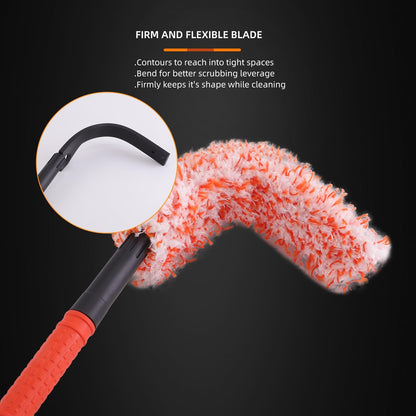 SPTA Car Wheel Brush Set, 2Pcs Microfibre Rim Brush with Extra 2 Large and 2 Small Interchangeable Microfiber Covers, Rim Cleaner Brush for Wheel Cleaning, Wheel Cleaning Brush for All Wheel Types