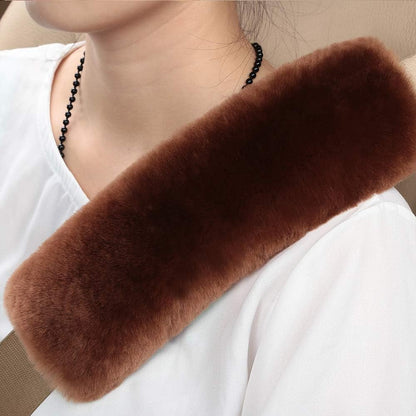 OGLAND Authentic Sheepskin Car Seat Belt Pad,2 Pack Soft Seat Belt Cover for Shoulder Pad Neck Cushion Protector Car Accessories by Genuine Natural Merino Wool (Misty Gray) - Colors B