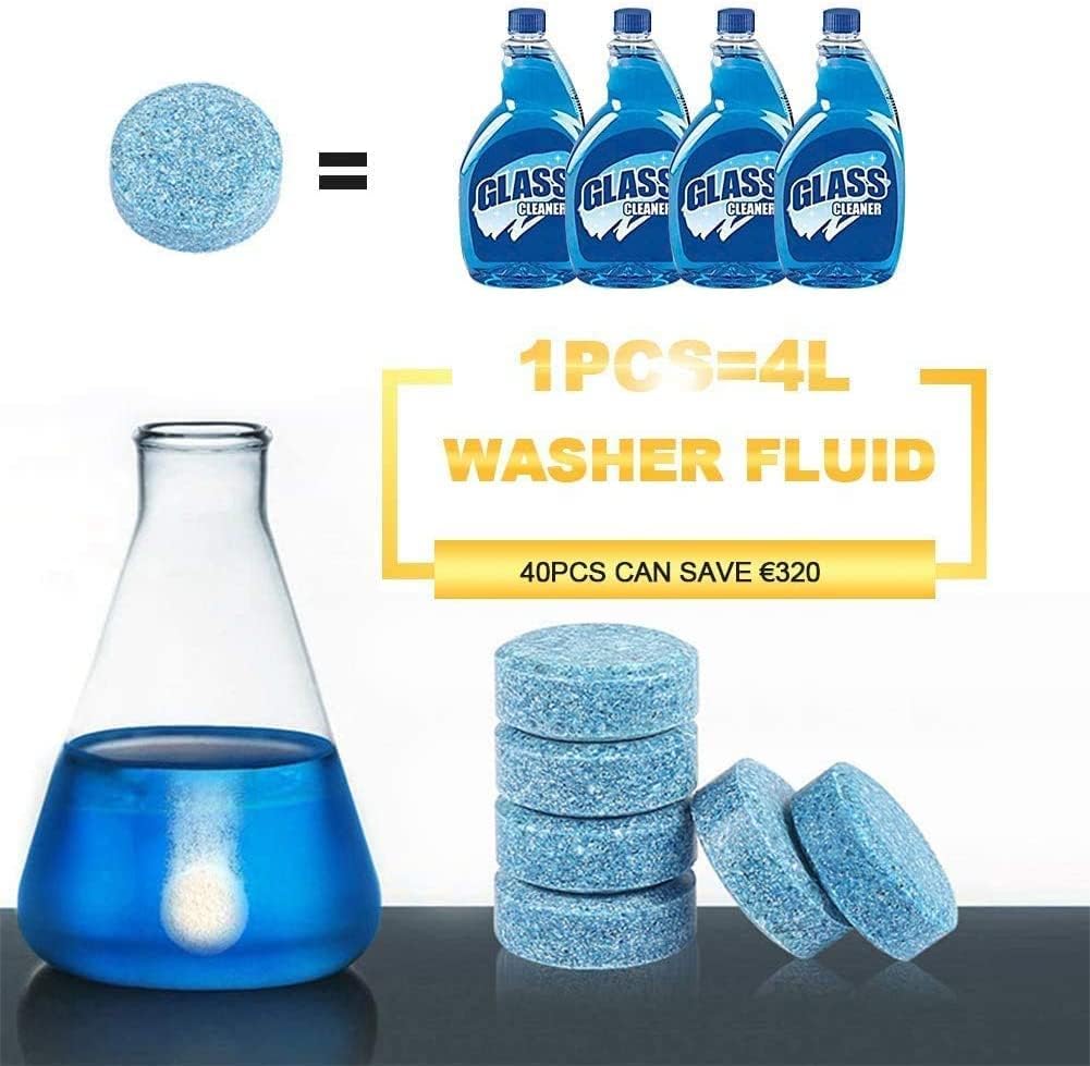 Car Glass Cleaning Sheet,Window Clean for Auto,Windshield Wiper Fluid Solid Effervescent Tablet, Suitable for Any Family Car (100)