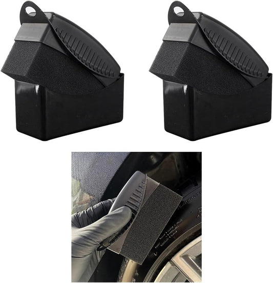 Augeny 2PCS Tire Dressing Applicator, Reusable Car Tire Shine Sponge Pad With Lid, Durable Foam Auto Wheel Detailing for Vehicle Waxing Polishing Cleaning (Gray)