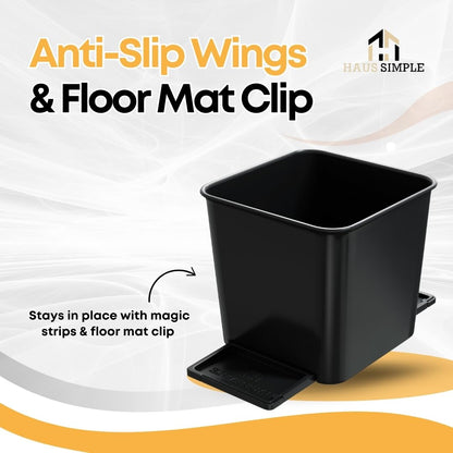 Car Trash Can with Stability Wings – Leakproof Portable Garbage Bin for Fabric & Rubber Mats – Compact Durable Plastic Auto Organizer for Cars, SUVs, Trucks (Black, Large)