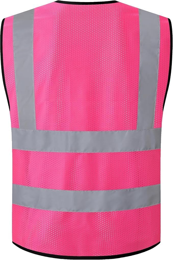 Hi Vis Reflective Safety Vest for Men Women with Chest Pocket Mesh High Visibility Class 2 Construction Vest,Meets ANSI/ISEA Standard(KZ179-Yellow-L)