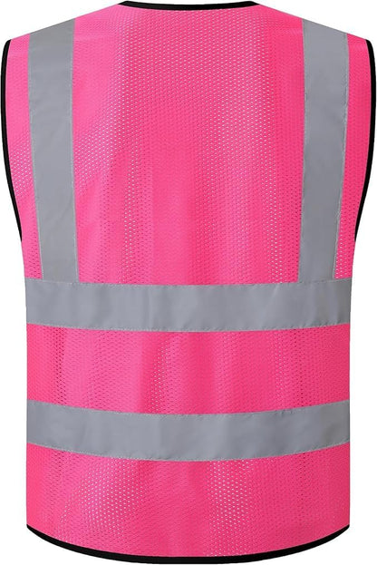 Hi Vis Reflective Safety Vest for Men Women with Chest Pocket Mesh High Visibility Class 2 Construction Vest,Meets ANSI/ISEA Standard(KZ179-Yellow-L)