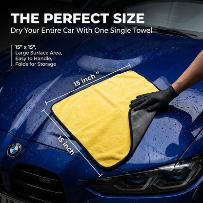 Microfiber Towels for Cars - 15.7" x 15.7" inches, Highly Absorbent Professional Grade Drying Towel Set for Superior Cleaning and Drying Performance - Car Drying & Kitchen Towel - Pack of 3