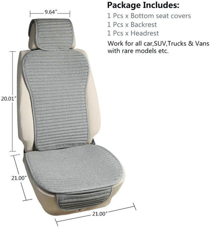 Suninbox Car Seat Covers Buckwheat Hull Universal Car Seat Covers,Bottom Seat Covers for Cars,Truck Seat Covers,Car Seat Cushion Protector Mats Pad,Gray Front Seat