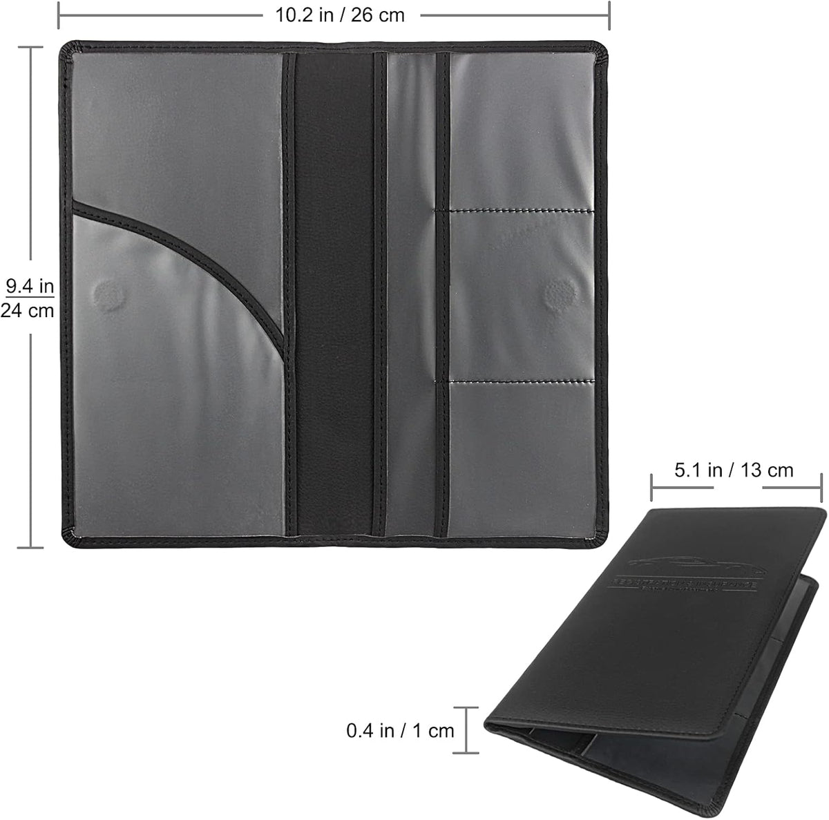 LumiMokki Premium Car Registration & Insurance Card Holder with Magnetic Shut, Vehicle Glove Box Car Organizer - For Documents, Cards, License (Black)