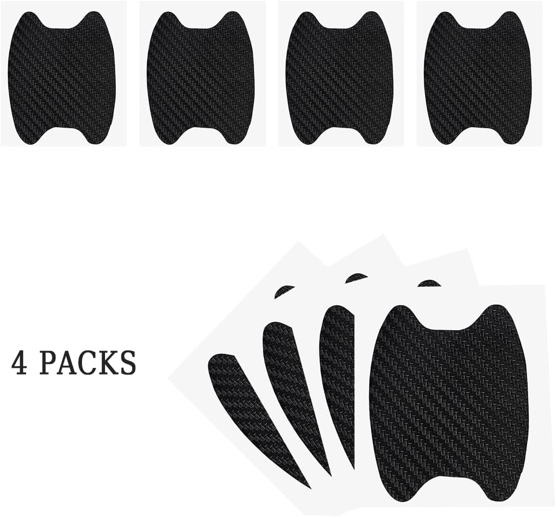 4PCS Sticker, Carbon Fiber Anti-Scratches Car Door Cup Protector, Non-Marking Auto Door Handle Protective Film, Universal for Most Car Handles (Black/4PCS)