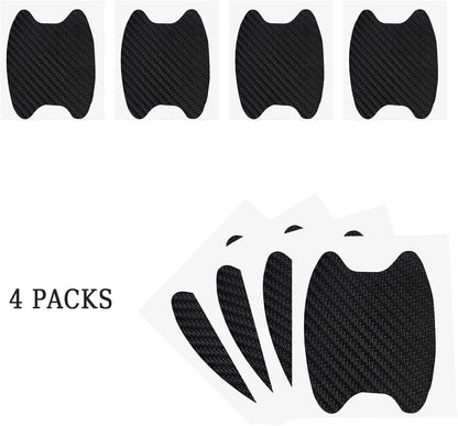 4PCS Sticker, Carbon Fiber Anti-Scratches Car Door Cup Protector, Non-Marking Auto Door Handle Protective Film, Universal for Most Car Handles (Black/4PCS)