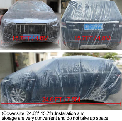 4 Packs Disposable Car Cover Clear Plastic Car Cover Universal Rain Dust Garage Cover with Elastic Band Medium (12 ft x 22 ft)