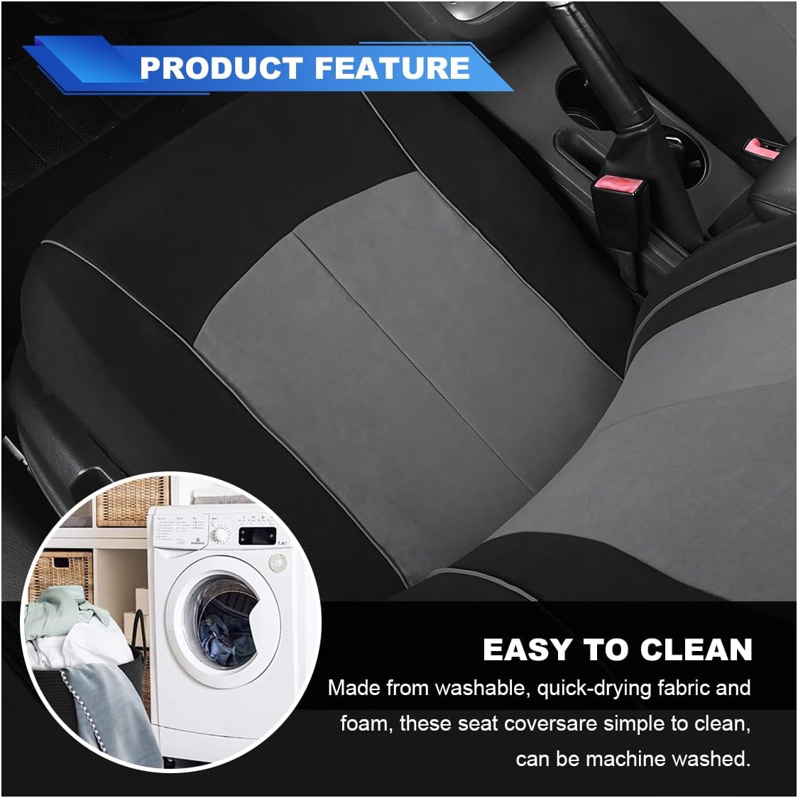 ZIMISI 4PCS Car Front Seat Covers, Comfort Breathable Vehicle Seat Protector Cover, Universal Automotive Interior Accessories for Car, SUV, Truck (Grey/Black)