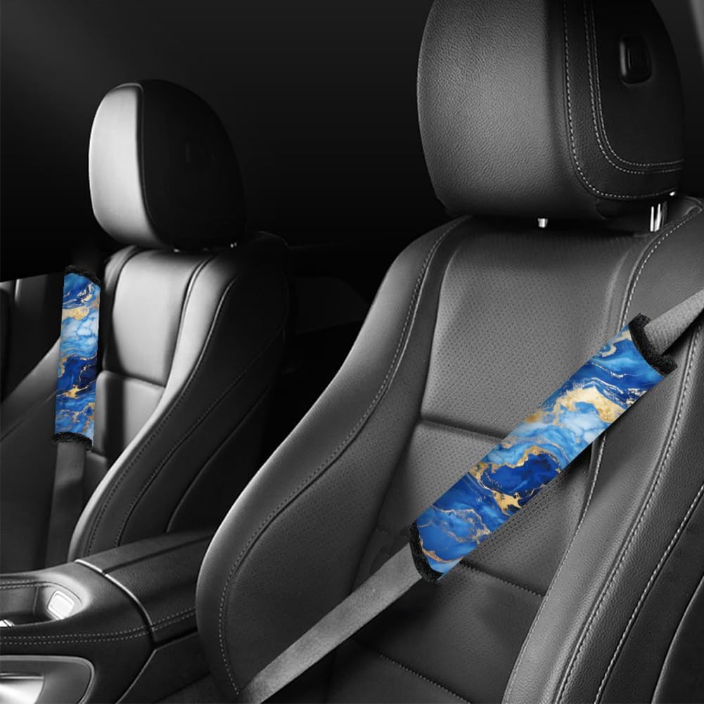 2Pcs Soft Auto Seat Belt Cover Pad Cute Cat Print Colorful Car Seatbelt Shoulder Cushion for Comfortable Driving, Compatible with All Cars' Seatbelt and Backpack Straps