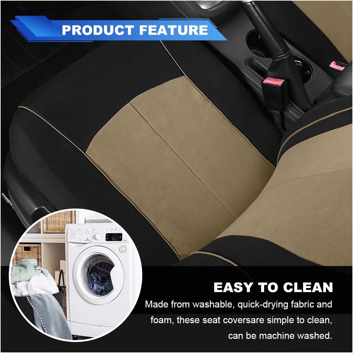 ZIMISI 4PCS Car Front Seat Covers, Comfort Breathable Vehicle Seat Protector Cover, Universal Automotive Interior Accessories for Car, SUV, Truck (Grey/Black)